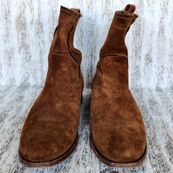 Frye "Cara Short" Suede Leather Ankle Boots Wood Brown | Women's Size 8.5 B - Picture 5 of 12